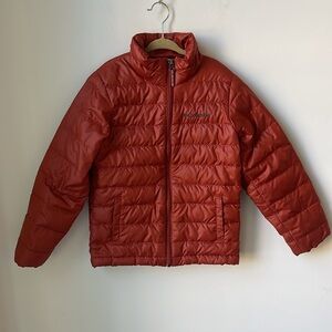 Columbia Youth Airspace Down Jacket in Dark Orange Front Pockets Size XS 6/7